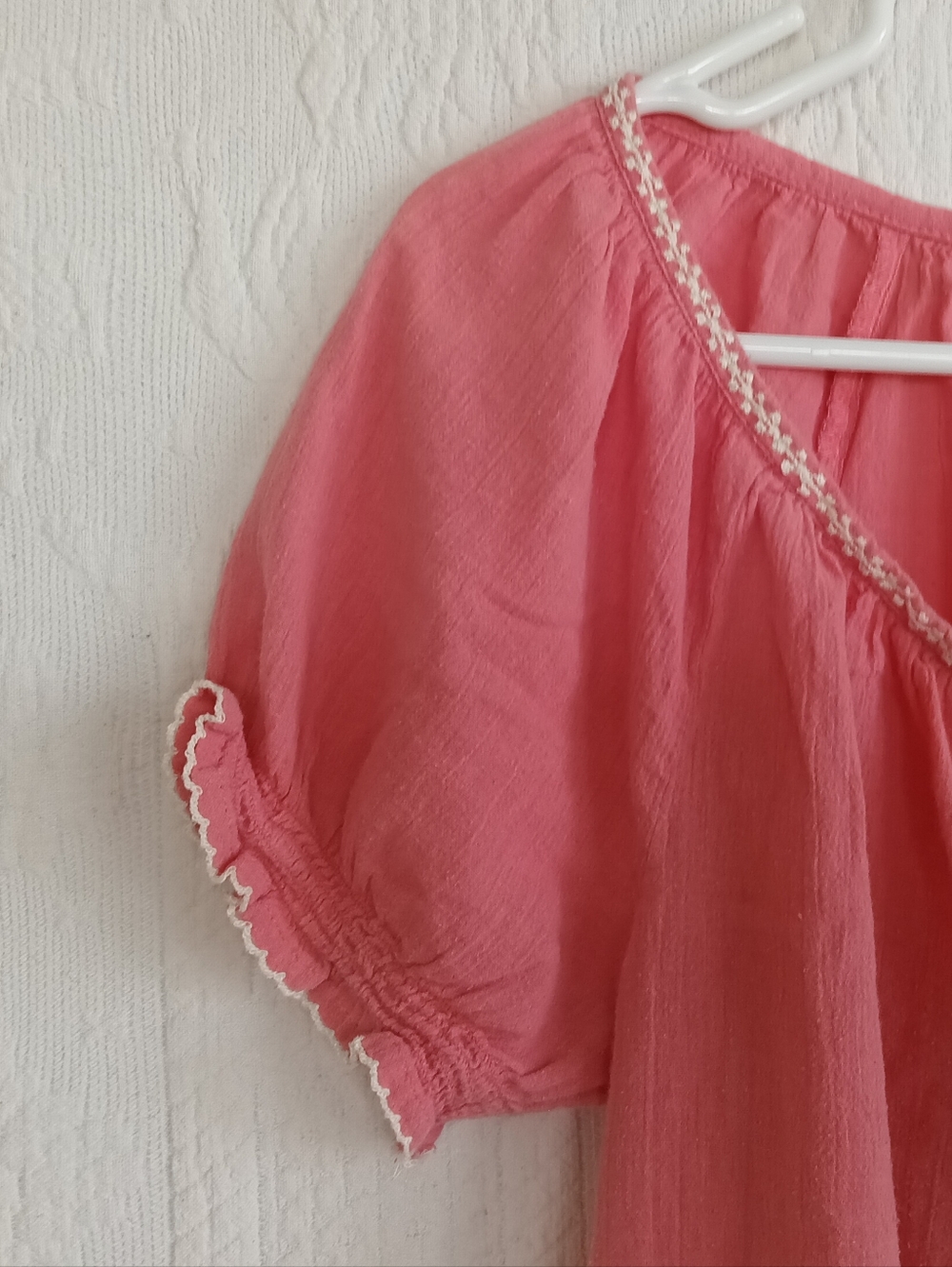 American Eagle Outfitters Coral Pink Embroidered Peasant Blouse Breezy Boho Y2k - Picture 3 of 12
